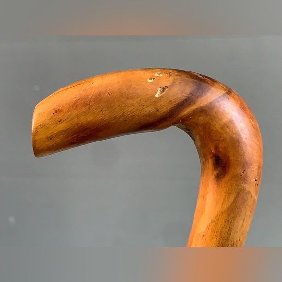 Antique Artisan Hand Crafted Metal Tip Solid Root Wood Cane Walking Stick - Picture 9 of 16